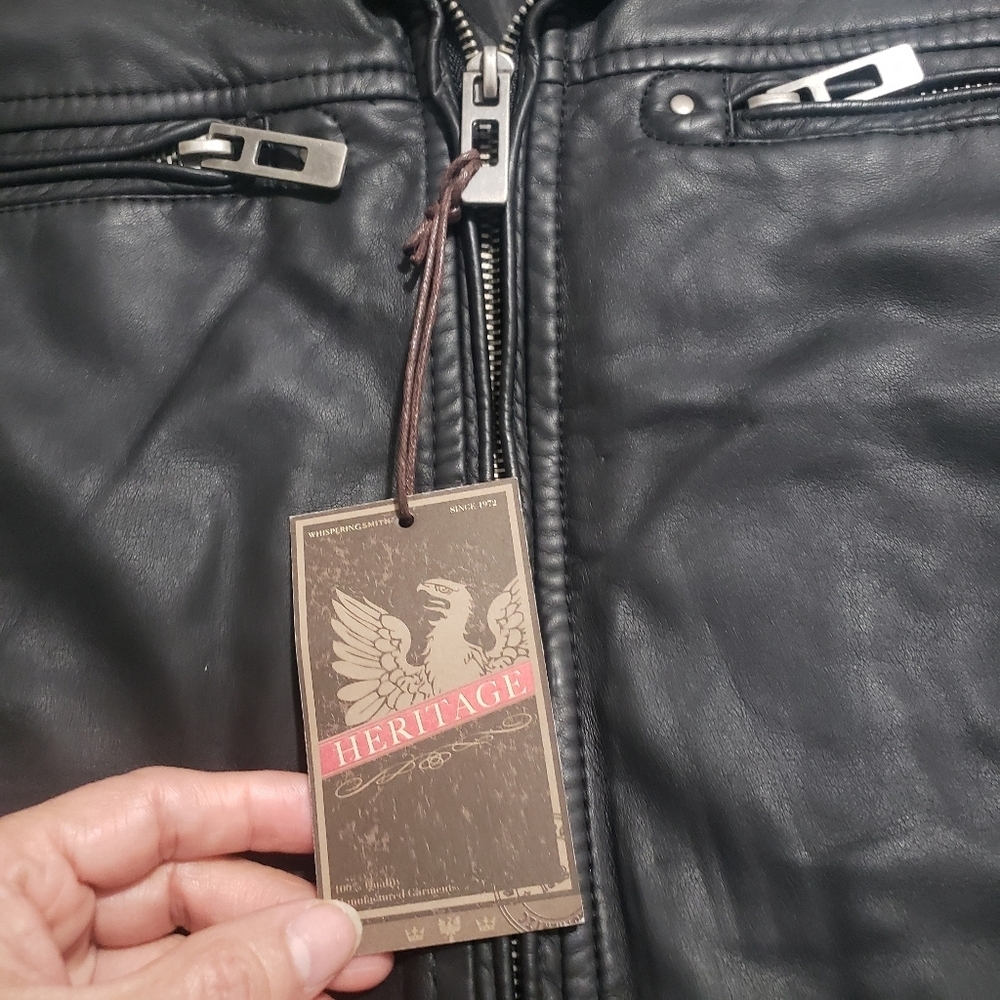 NEW HERITAGE Men's Black FAUX Leather Jacket....SIZE:L - Picture 6 of 12